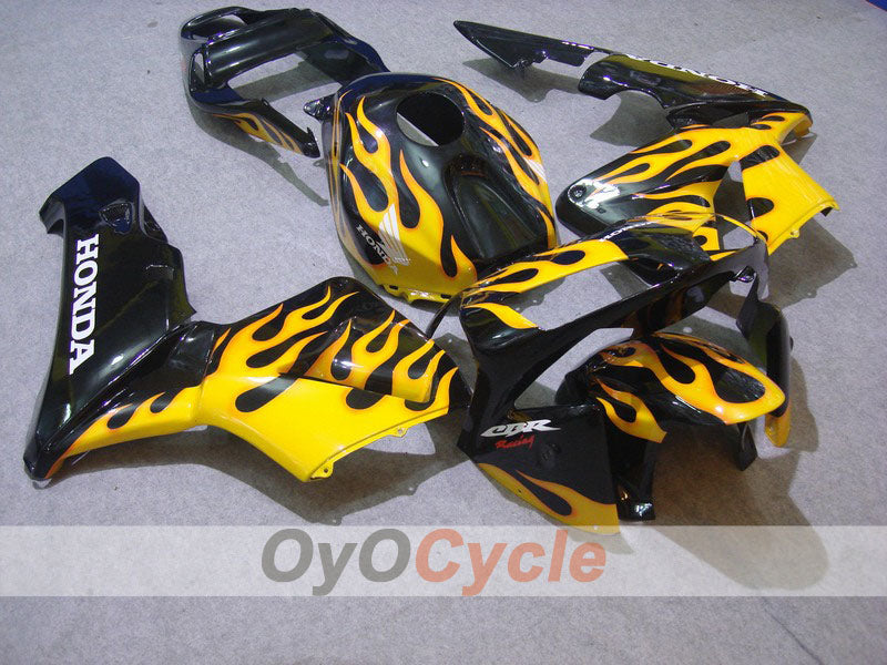 Injection Fairing kit for 03-04 CBR600RR - Yellow, Black - Flame #OYO87902518