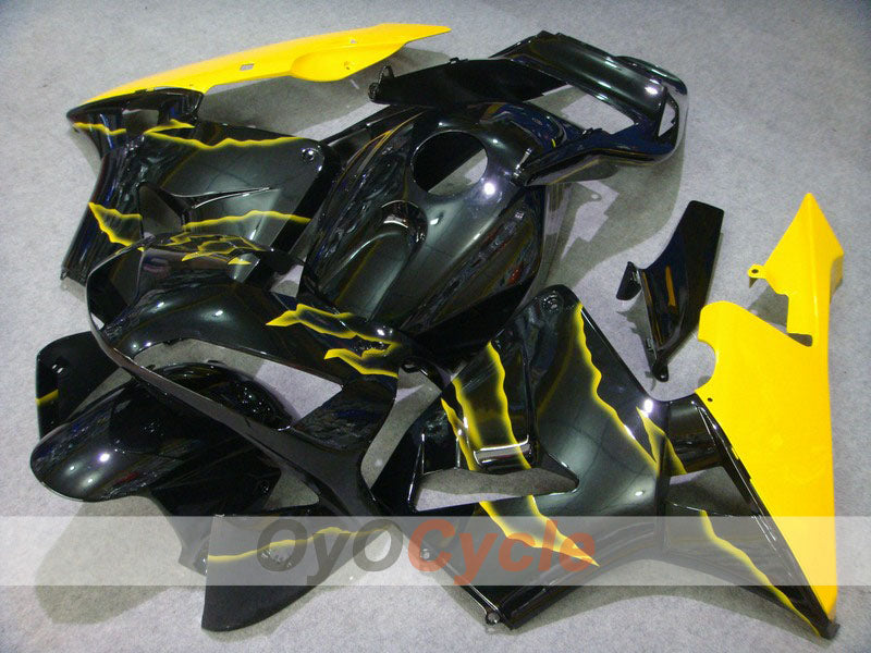 Injection Fairing kit for 03-04 CBR600RR - Yellow, Black - Flame #OYO87902520 Main image