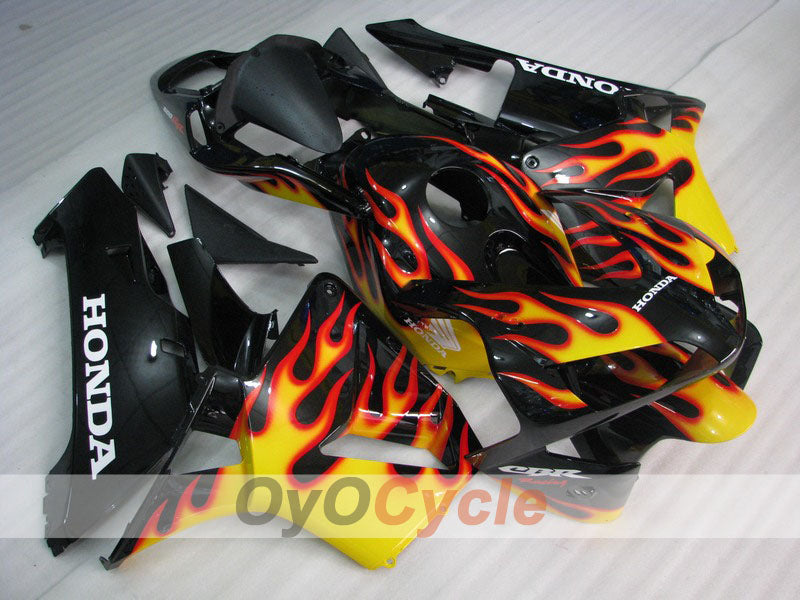 Injection Fairing kit for 03-04 CBR600RR - Yellow, Black - Flame #OYO87902521 Main image