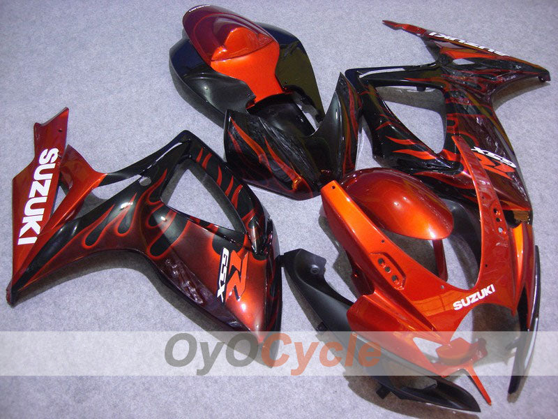 Injection Fairing kit for 06-07 GSX R750 - Orange, Black - Flame #OYO87901289