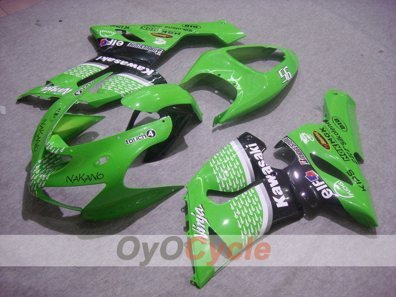 Injection Fairing kit for 05-06 NINJA ZX-6R - Green, Black - Nakano #OYO87901888