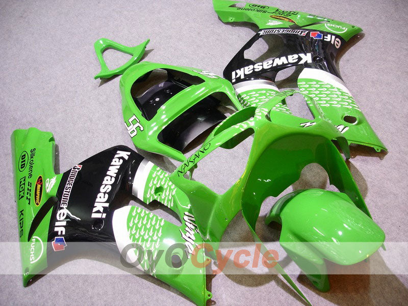 Injection Fairing kit for 03-04 NINJA ZX-6R - Green, Black - Nakano #OYO87901817