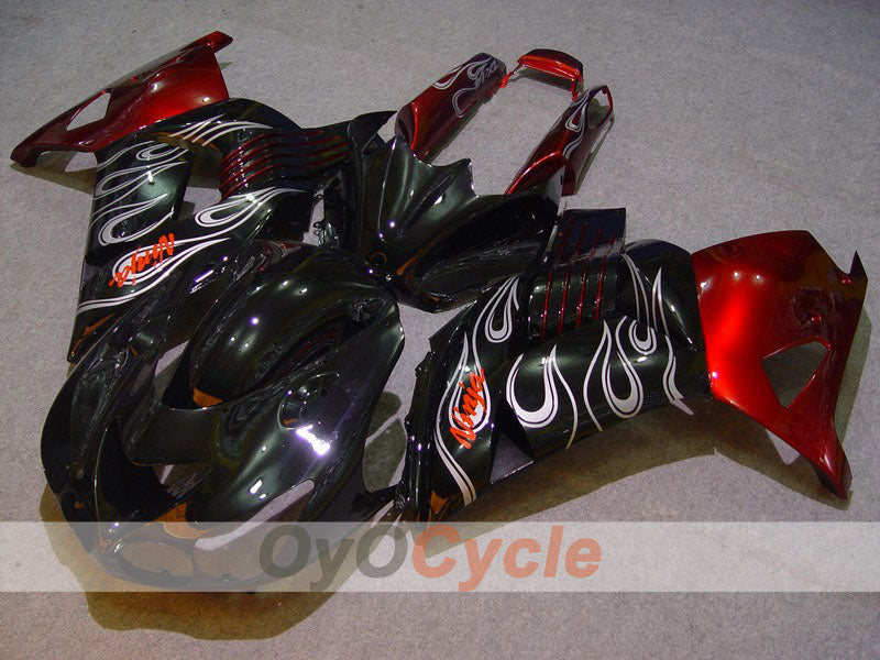 Injection Fairing kit for 06-11 NINJA ZX-14R - White, Black - Flame #OYO87902006