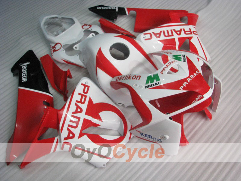 Injection Fairing kit for 05-06 CBR600RR - Red, White - PRAMAC #OYO87900325 Main image