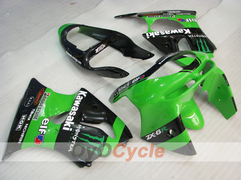 Fairing kit for 98-99 NINJA ZX-6R - Green, Black - Monster #OYO87903001