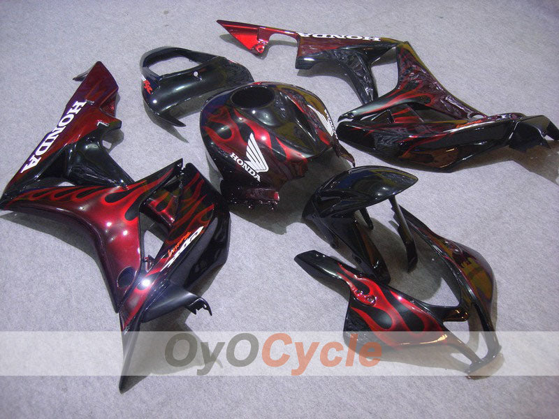 Injection Fairing kit for 07-08 CBR600RR - Red, Black - Flame #OYO87900359
