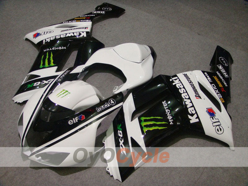 Injection Fairing kit for 07-08 NINJA ZX-6R - White, Black - Monster #OYO87901952 Main image