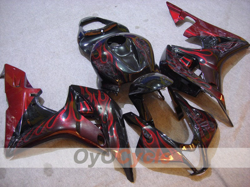 Injection Fairing kit for 07-08 CBR600RR - Red, Black - Flame #OYO87900361 Main image