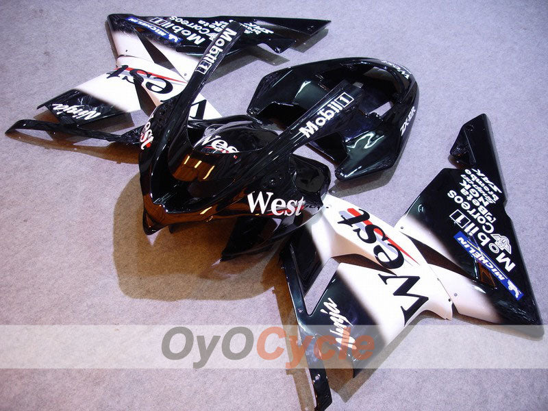 Injection Fairing kit for 04-05 NINJA ZX-10R - White, Black - West #OYO87901565