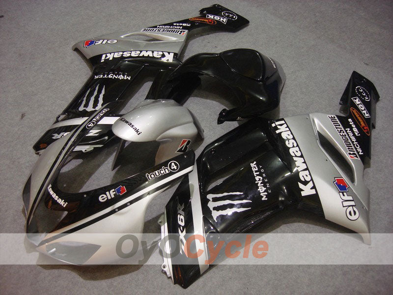 Injection Fairing kit for 07-08 NINJA ZX-6R - Black, Silver - Monster #OYO87901953