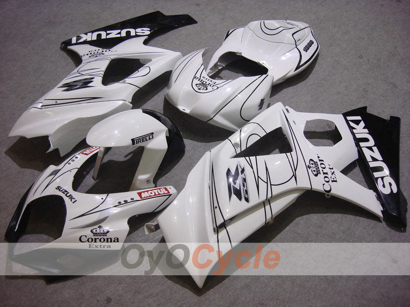 Injection Fairing kit for 07-08 GSX R1000 - White, Black - Corona, MOTUL #OYO87902078 Main image