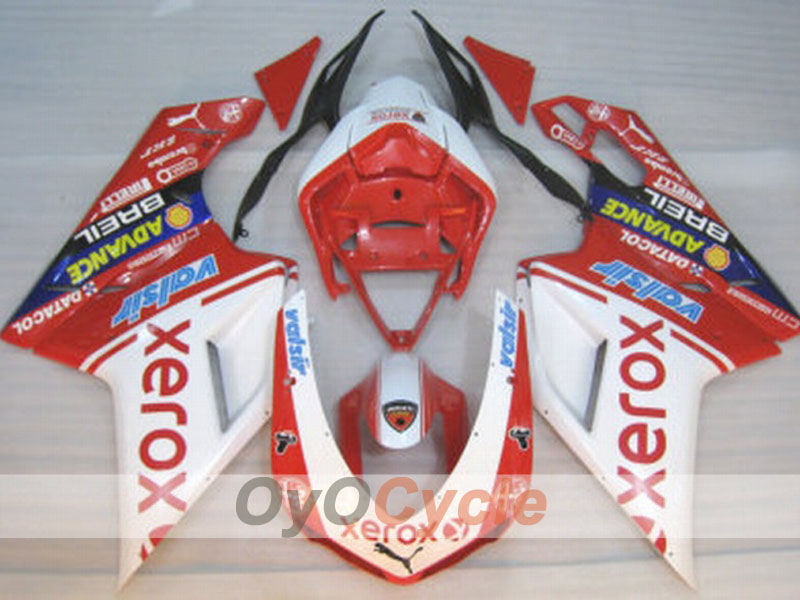 Injection Fairing kit for 08-13 Ducati 848 - Red, White - Xerox #OYO87902216