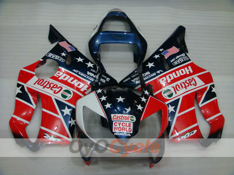 Injection Fairing kit for 01-03 CBR600F4i - Red, Blue - Castrol, MICHELIN #OYO87900144