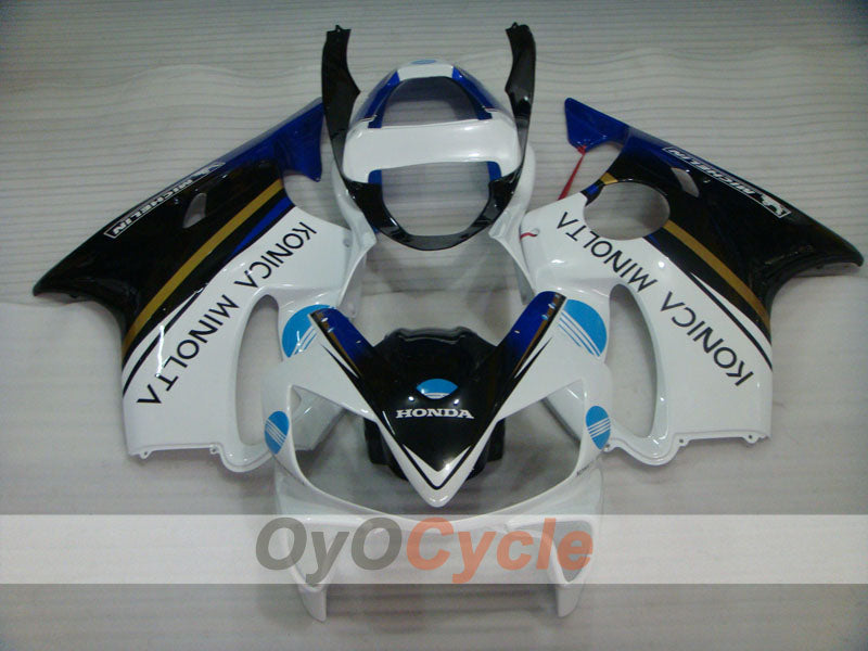 Injection Fairing kit for 01-03 CBR600F4i - White, Black - Konica Minolta, MICHELIN #OYO87900159