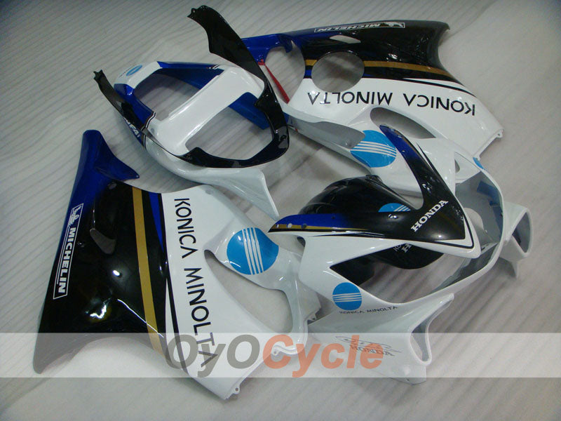 Injection Fairing kit for 01-03 CBR600F4i - White, Black - Konica Minolta, MICHELIN #OYO87900159