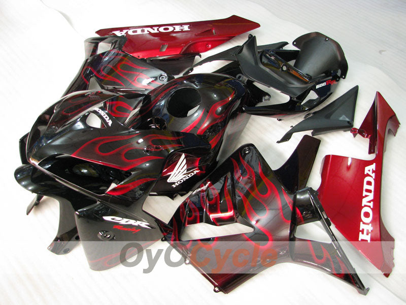 Injection Fairing kit for 05-06 CBR600RR - Red, Black - Flame #OYO87900243