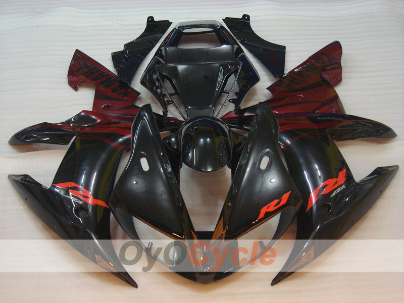 Injection Fairing kit for 02-03 YZF-R1 - Red, Black - Flame #OYO87900795
