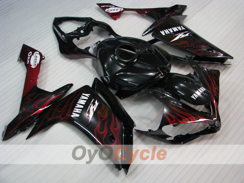 Injection Fairing kit for 07-08 YZF-R1 - Red, Black - Flame #OYO87900860 Main image