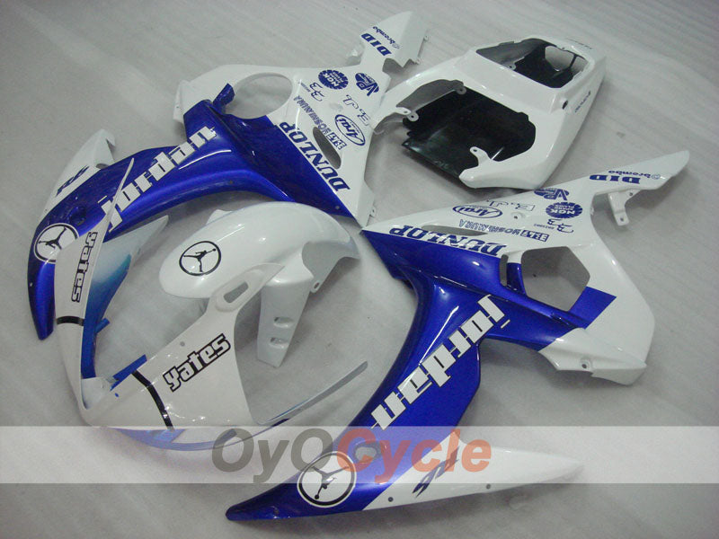 Injection Fairing kit for 03-04 YZF-R6 - Blue, White - DUNLOP, Jordan #OYO87900911 Main image