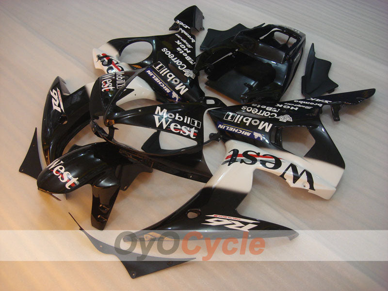 Injection Fairing kit for 03-04 YZF-R6 - White, Black - West #OYO87900929 Secondary image