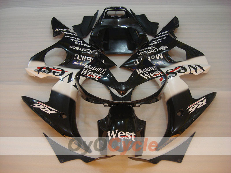 Injection Fairing kit for 03-04 YZF-R6 - White, Black - West #OYO87900929