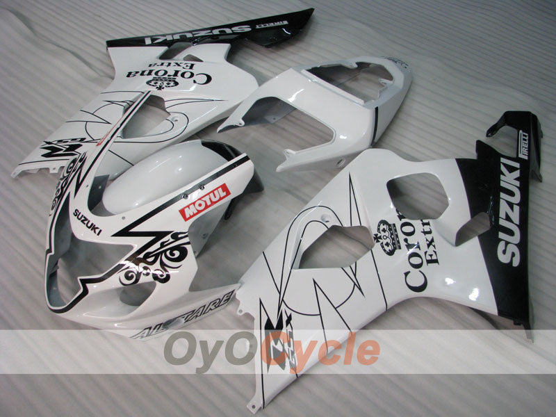 Injection Fairing kit for 04-05 GSXR600 - White, Black - Corona, MOTUL #OYO87901164
