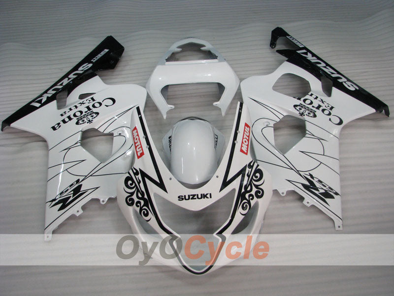 Injection Fairing kit for 04-05 GSXR600 - White, Black - Corona, MOTUL #OYO87901164