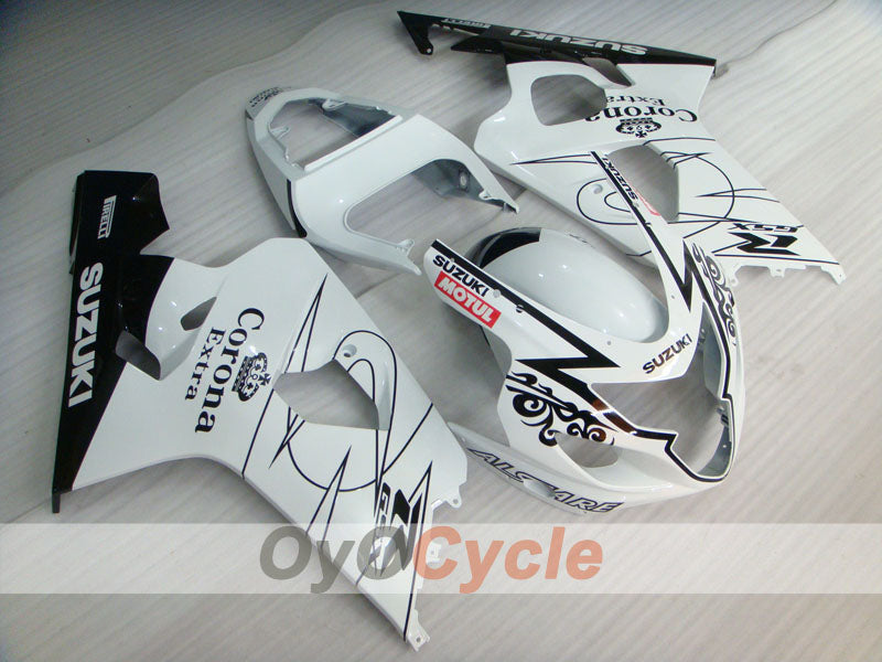 Injection Fairing kit for 04-05 GSXR600 - White, Black - Corona, MOTUL #OYO87901169