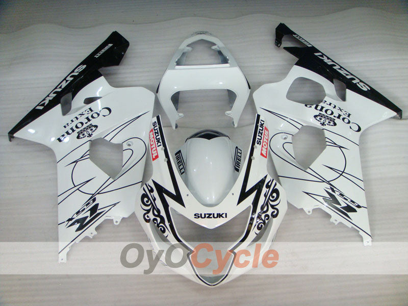 Injection Fairing kit for 04-05 GSXR600 - White, Black - Corona, MOTUL #OYO87901169