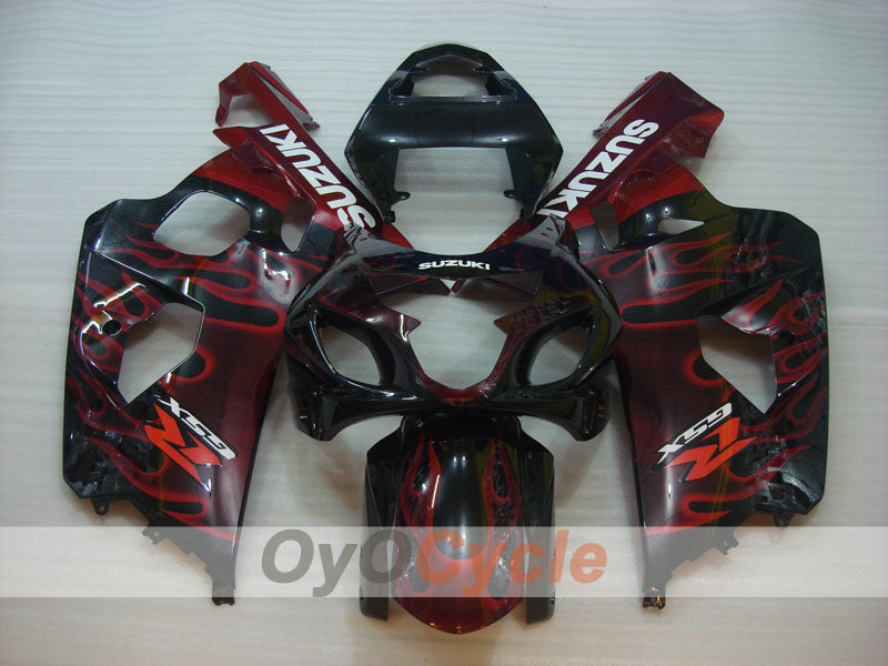 Injection Fairing kit for 04-05 GSXR600 - Red, Black - Flame #OYO87901186