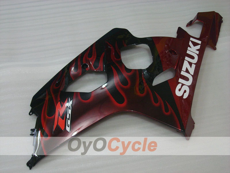 Injection Fairing kit for 04-05 GSXR600 - Red, Black - Flame #OYO87901186