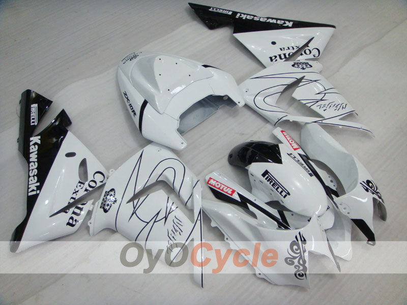 Injection Fairing kit for 04-05 NINJA ZX-10R - White, Black - Corona #OYO87901494