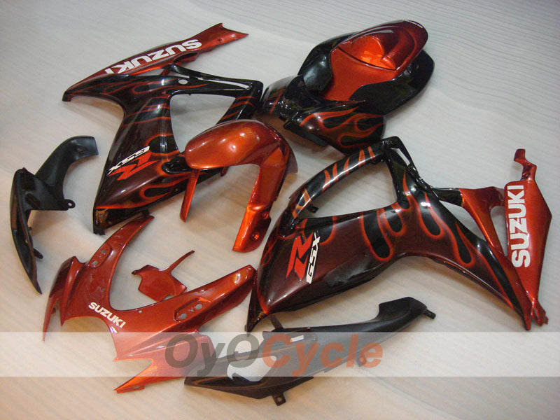 Injection Fairing kit for 06-07 GSX R750 - Orange, Black - Flame #OYO87901290