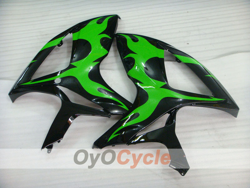 Injection Fairing kit for 06-07 GSX R600 - Green, Black - Flame #OYO87901500