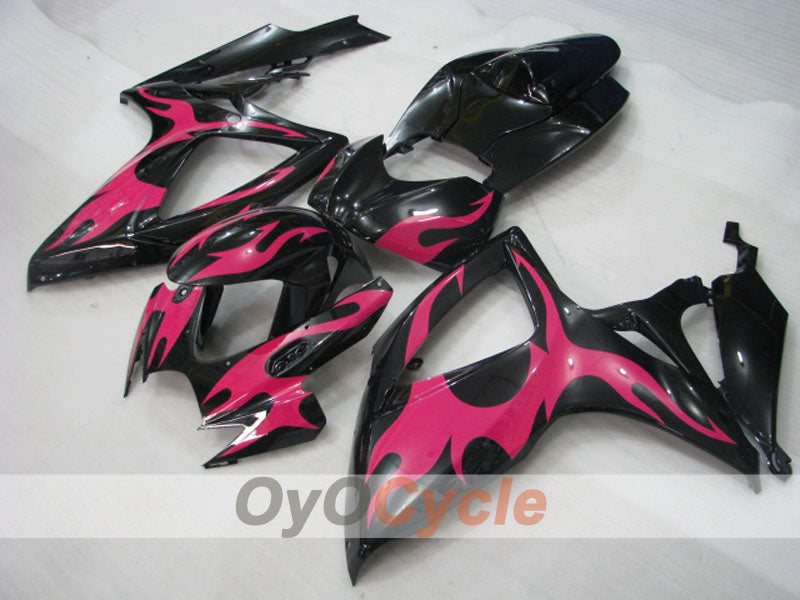 Injection Fairing kit for 06-07 GSX R750 - Black, Pink - Flame #OYO87901298 Main image