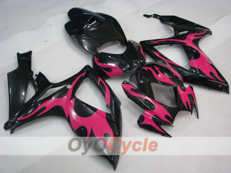 Injection Fairing kit for 06-07 GSX R600 - Red, Black - Flame #OYO87901503 Main image