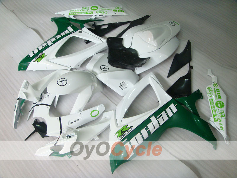 Injection Fairing kit for 06-07 GSX R600 - Green, White - Jordan #OYO87901508