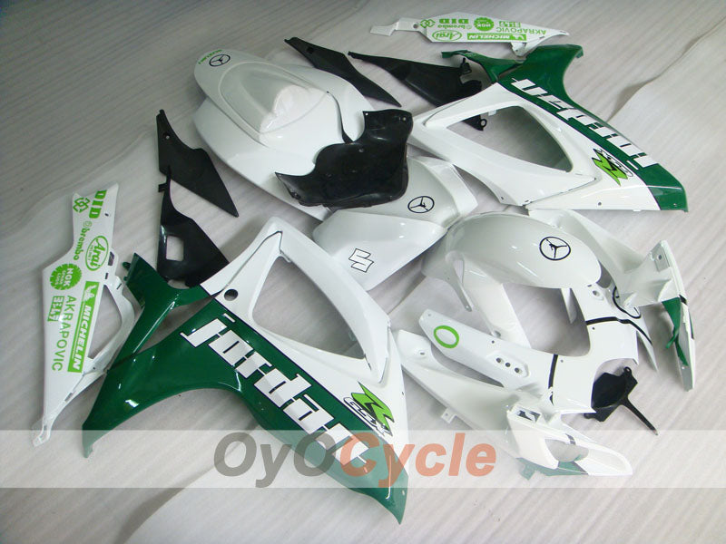 Injection Fairing kit for 06-07 GSX R600 - Green, White - Jordan #OYO87901508 Main image