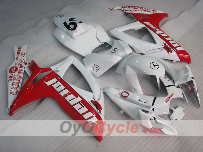 Injection Fairing kit for 06-07 GSX R600 - Red, White - Jordan #OYO87901510 Main image