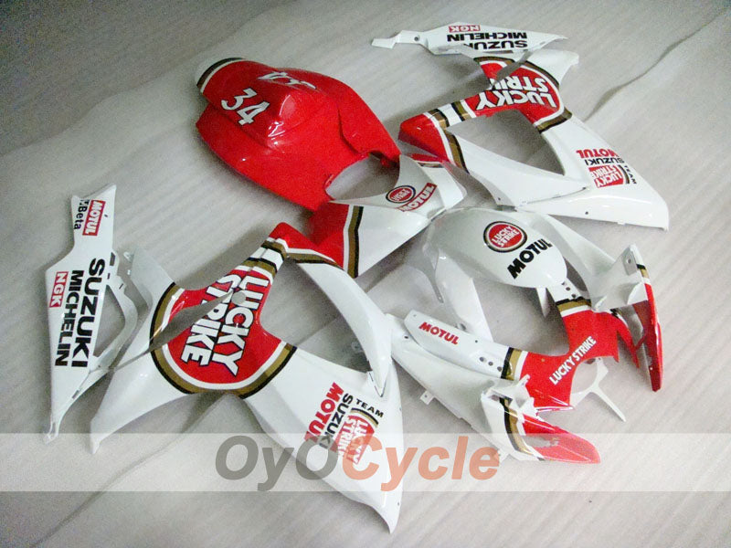 Injection Fairing kit for 06-07 GSX R750 - Red, White - Lucky Strike #OYO87901307 Main image