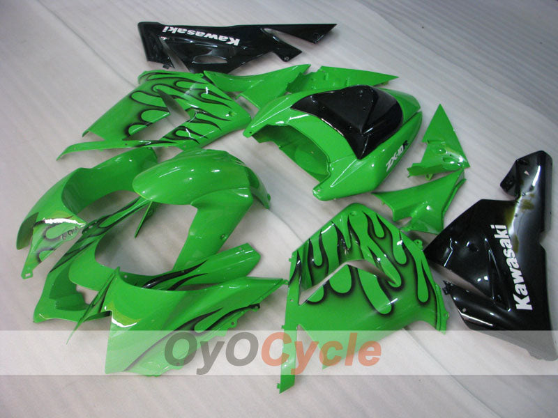 Injection Fairing kit for 04-05 NINJA ZX-10R - Green, Black - Flame #OYO87901536