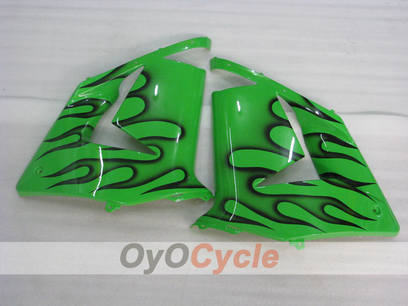 Injection Fairing kit for 04-05 NINJA ZX-10R - Green, Black - Flame #OYO87901536