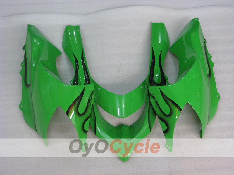 Injection Fairing kit for 04-05 NINJA ZX-10R - Green, Black - Flame #OYO87901536