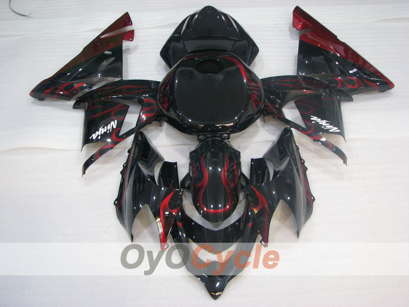 Injection Fairing kit for 04-05 NINJA ZX-10R - Red, Black - Flame #OYO87901540