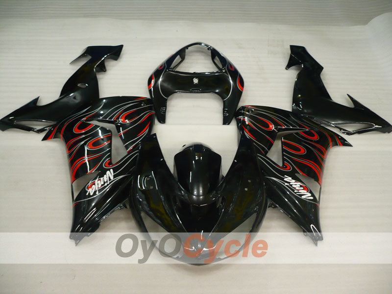 Injection Fairing kit for 06-07 NINJA ZX-10R - White, Black - Flame #OYO87901599