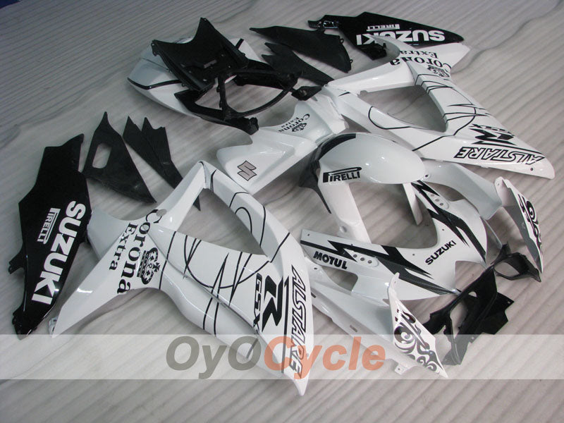 Injection Fairing kit for 08-10 GSX R750 - White, Black - Corona #OYO87901385 Main image