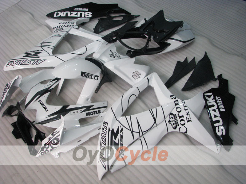 Injection Fairing kit for 08-10 GSX R600 - White, Black - Corona #OYO87901611 Main image