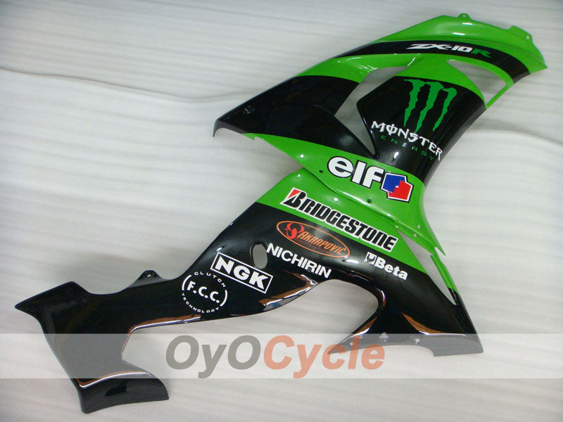 Injection Fairing kit for 06-07 NINJA ZX-10R - Green, Black - Monster #OYO87901627