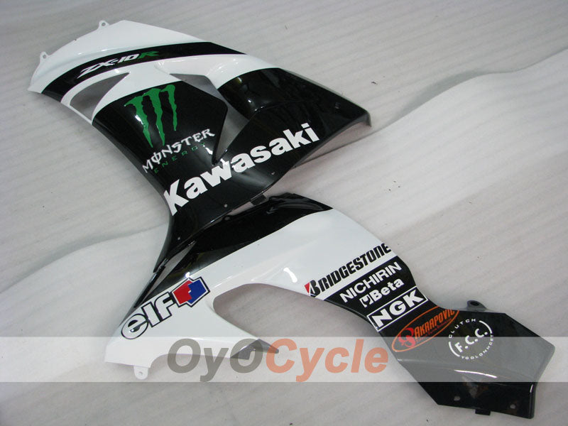 Injection Fairing kit for 06-07 NINJA ZX-10R - White, Black - Monster #OYO87901629