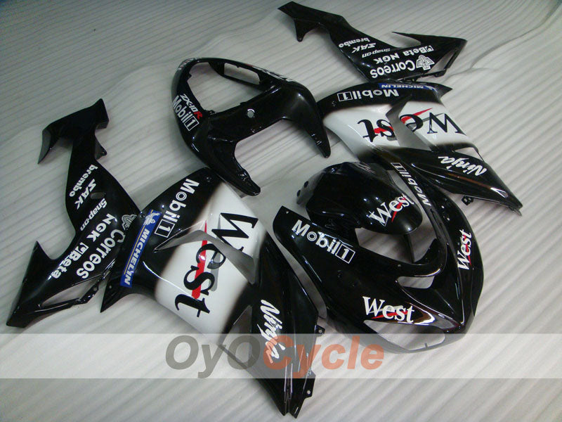 Injection Fairing kit for 06-07 NINJA ZX-10R - White, Black - West #OYO87901634